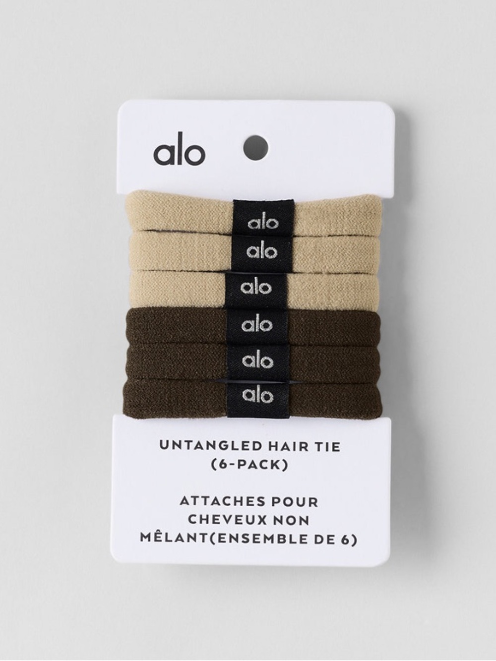 ALO Yoga Untangled Hair Tie 6-Pack in Beige and Dark Brown